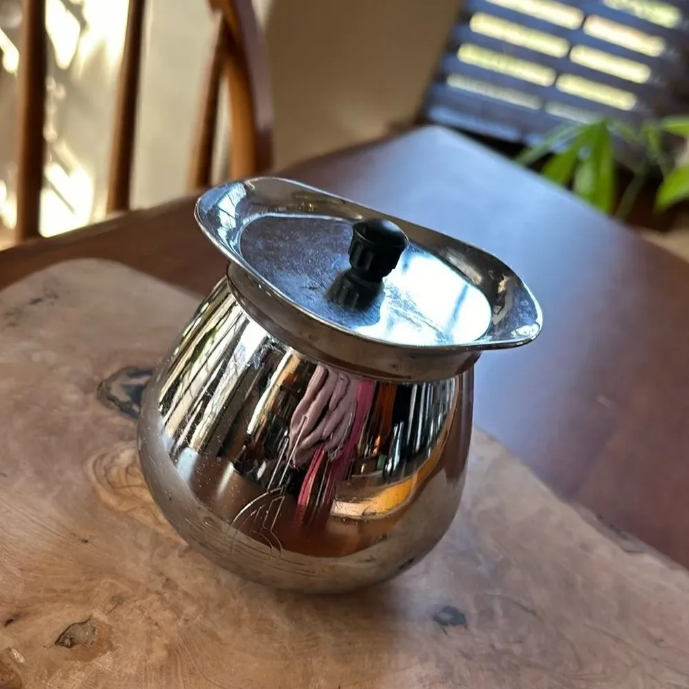 Vintage Sunbeam Art Deco Chrome Creamer & Sugar with Bakelite Handle